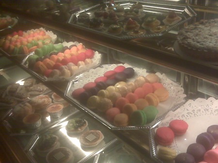 yesterday's colorful assortment of macaroons at madeleine patisserie in nyc